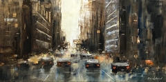 Downtown-at-Dusk-8x16 by Bob Bradshaw